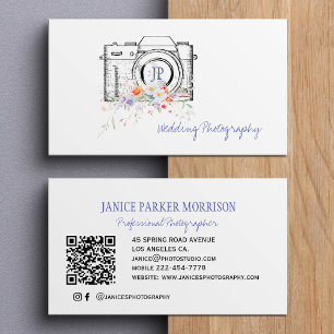 Vintage bloemencode QR professionele fotograaf Visitekaartje