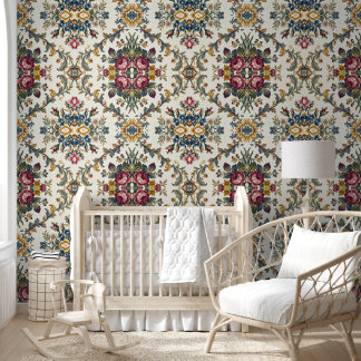 Vintage Bloemendamask Botanisch Patroon Behang