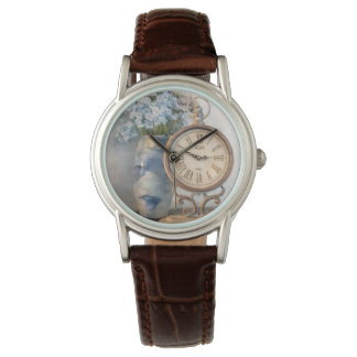Vintage bloemendecoratie Franse landklok Horloge
