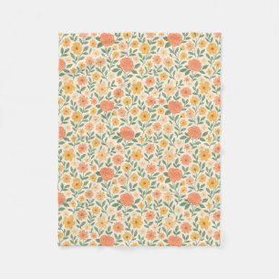 Vintage Bloemendecoratie Naadloos Patroon – Retro Fleece Deken
