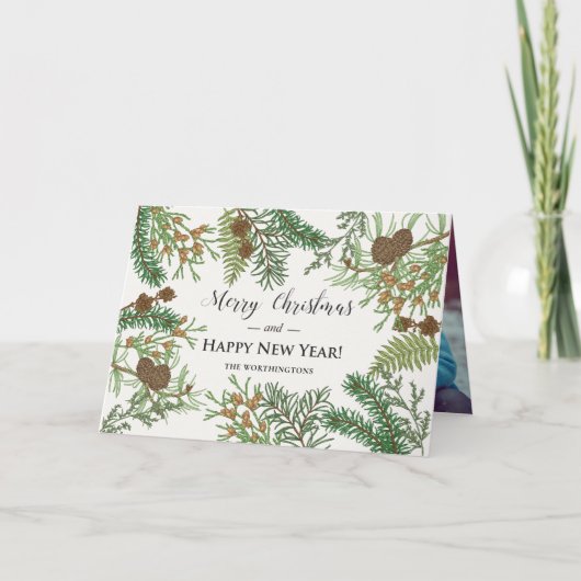 Vintage bloemendennen feestdagen kaart (Voorkant)