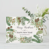 Vintage bloemendennen feestdagenkaart (Staand voorkant)