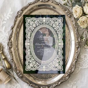 Vintage bloemenslinger kant kader bruidsdouche kaart