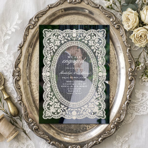 Vintage bloemensluiers fotolijst verlovingsfeest kaart