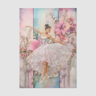 Vintage Bloemige Abstracte Balletdanseres Decoupag Tissuepapier
