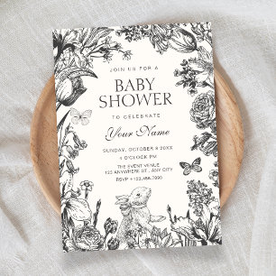 Vintage bloemige botanische baby shower kaart
