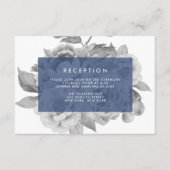 Vintage bloemige ontvangstkaart | Navy Informatiekaartje (Voorkant)