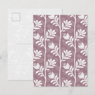 Vintage bloemige roos mauve botanische silhouet briefkaart