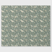 Vintage Bloemige Saliegroen Cadeauverpakking Cadeaupapier (Vlak)