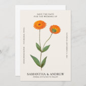Vintage Bloemige 'Save The Date' Kaart (Voorkant / Achterkant)