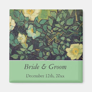 Vintage bloemige wilde rozen save the date bruilof magneet