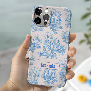Vintage bloemmotief blauwe turquoise toile jouy mo Case-Mate iPhone 14 hoesje