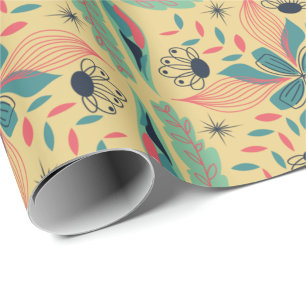 vintage bloemmotief en geometrisch patroon in turk cadeaupapier