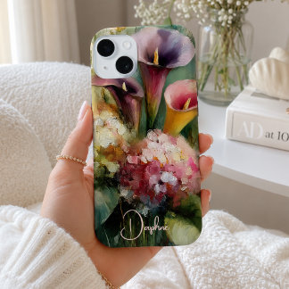 Vintage bloemmotief roze en paarse gepersonaliseer