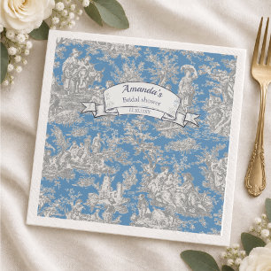Vintage bloemmotief turquoise toile de jouy douche servet