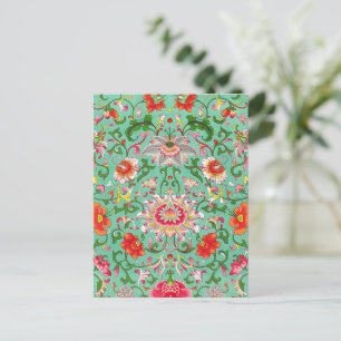 Vintage bloempatroon, stijl William Morris, Briefkaart