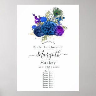 Vintage Bloemrijke Pauw Verwelkoming Poster