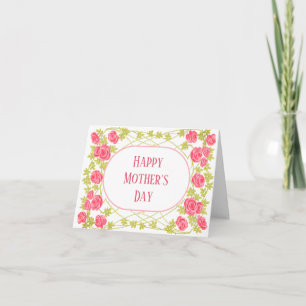 Vintage bloemrijke romantische roze ovale lijst bedankkaart