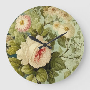 Vintage bloemrozen groen grote klok