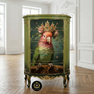 Vintage Bloemstuk Papegaai Koningin Decoupage Tissuepapier