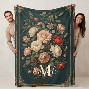 Vintage Bloemstuk Victoriaanse Roos Boeket Baby Nu Sherpa Deken