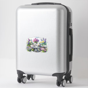 Vintage bloemthee in de tuin sticker