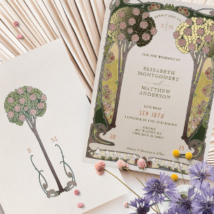 Vintage Bloom Bomen van Liefde Victoriaanse Trouw  Folie Uitnodiging