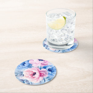 Vintage Bloom Pastel Bloemblaadjes Waterverf Ronde Kartonnen Onderzetter