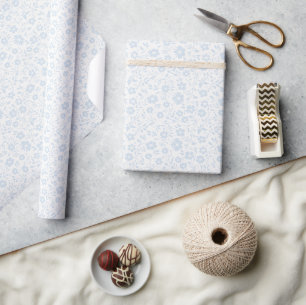 Vintage Bloom Poederblauw - Neutraal Cadeaupapier