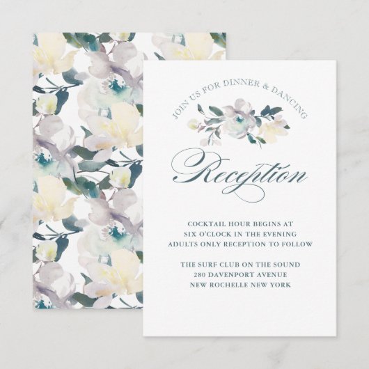 Vintage Blooms Waterverf Buwreceptie Kaart (Voorkant / Achterkant)