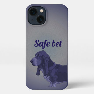 Vintage Blue Basset Hound Dog Art iPhone Case 13 Hoesje