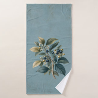 Vintage Blue Berry & Leaf Badhanddoek