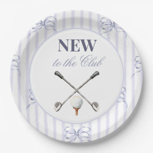 Vintage Blue Boy Nieuw in de Club Golf Baby Shower Papieren Bordje