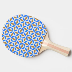 Vintage Blue Brown Barcelona Petals Geometrische T Tafeltennisbatje