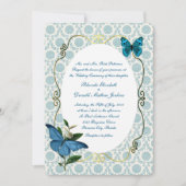 Vintage Blue Butterflies Wedding Kaart (Voorkant)