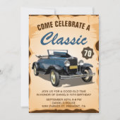 Vintage Blue Car Classic Invitation Anniversaire (Devant)