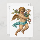 vintage "Blue Cherub" Briefkaart (Voorkant / Achterkant)