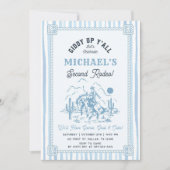 Vintage Blue Cowboy 2nd Birthday Party Kaart (Voorkant)