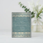 Vintage Blue Damask bruiloft RSVP (Staand voorkant)