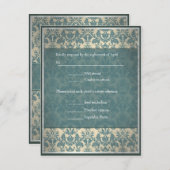 Vintage Blue Damask bruiloft RSVP (Voorkant / Achterkant)