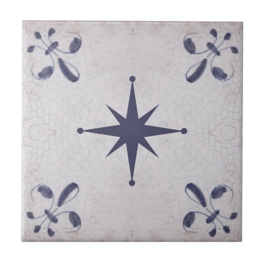 vintage blue delft tiles tegeltje (Voorkant)