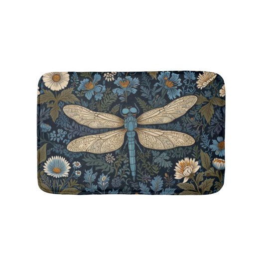 Vintage blue Dragonfly Badmat (Voorkant)