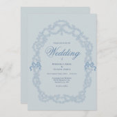 Vintage Blue Elegant Wedding Invitation (Devant / Derrière)