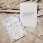 Vintage Blue Floral Baptism Invitation