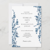 Vintage Blue Floral Faire-part de mariage (Devant)
