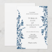 Vintage Blue Floral Faire-part de mariage (Devant / Derrière)