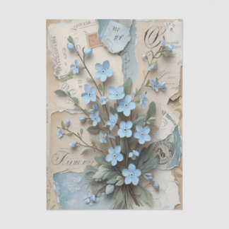 Vintage Blue Floral Forget-Me-Nots Decoupage Tissuepapier