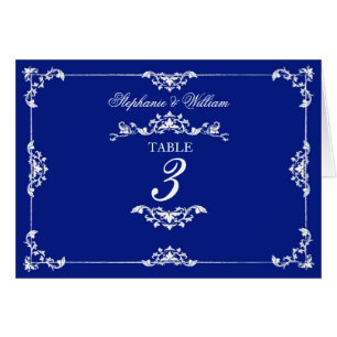 Vintage Blue Floral Mariage Numéro de table
