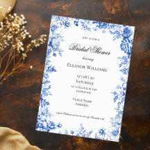 Vintage Blue  Floral Toile Bridal Shower