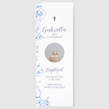 Vintage Blue Flowers Baptism Photo